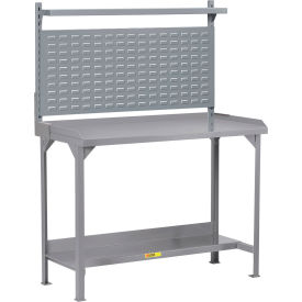 Heavy-Duty Packaging Table w/Retaining Lips, Louvered Panel, Lower Shelf, 48"Wx24"D