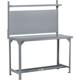Heavy-Duty Packaging Table with Pegboard Panel, Open Base, Shelf, 60"W x 36"D