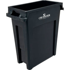 Crusader Thin Trash Can Container, 16 Gallon Capacity, Black