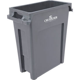 Crusader Thin Trash Can Container, 16 Gallon Capacity, Gray