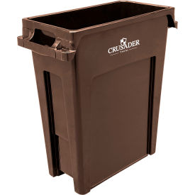 Crusader Thin Trash Can Container, 16 Gallon Capacity, Brown