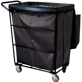 Janitorial Linen Cart with 2 Swivel/2 Rigid Wheels, 10 Bushel Capacity, Black