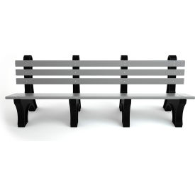 Comfort Park Avenue 8' Recycled Plastic Bench, Gray/Black Frame