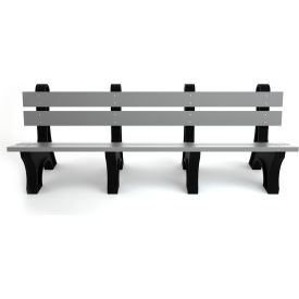 Colonial 8' Recycled Plastic Bench, Gray/Black Frame