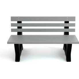 Colonial 4' Recycled Plastic Bench, Gray Bench/Black Frame