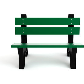Colonial 4' Recycled Plastic Bench, Green/Black Frame