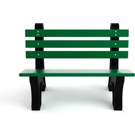 Comfort Park Avenue 4' Recycled Plastic Bench, Green/Black Frame