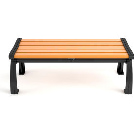 Heritage 4' Recycled Plastic Bench, Backless, Cedar/Black Frame
