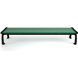 Heritage 8' Recycled Plastic Bench, Backless, Green/Black Frame
