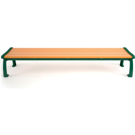 Heritage 8' Recycled Plastic Backless Cedar Bench, Green Frame