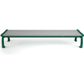 Heritage 8' Recycled Plastic Bench, Backless, Gray Bench/Green Frame