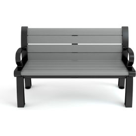 Heritage 4' Recycled Plastic Bench, Gray/Black Frame