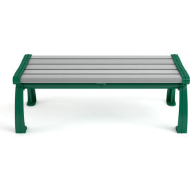 Heritage 4' Recycled Plastic Bench, Backless, Gray Bench/Green Frame