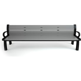 Heritage 8' Recycled Plastic Bench, Gray/Black Frame