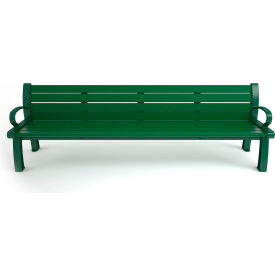 Heritage 8' Recycled Plastic Bench, Green Bench/Green Frame