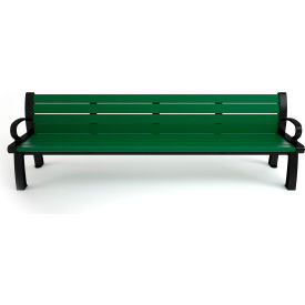 Heritage 8' Recycled Plastic Bench, Green/Black Frame