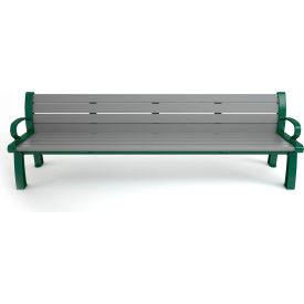 Heritage 8' Recycled Plastic Bench, Gray Bench/Green Frame