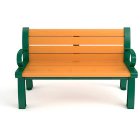 Heritage 4' Recycled Plastic Bench, Cedar Bench/Green Frame