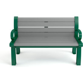 Heritage 4' Recycled Plastic Bench, Gray Bench/Green Frame