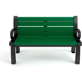 Heritage 4' Recycled Plastic Bench, Green/Black Frame