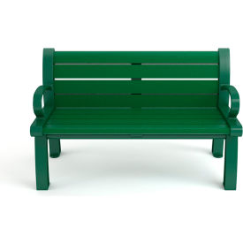 Heritage 4' Recycled Plastic Bench, Green Bench/Green Frame