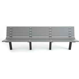 Contour 8' Recycled Plastic Bench, In Ground Mount, Gray Bench/Black Frame
