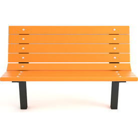 Contour 4' Recycled Plastic Bench, In Ground Mount, Cedar Bench/Black Frame