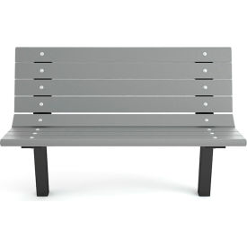Contour 4' Recycled Plastic Bench, In Ground Mount, Gray Bench/Black Frame