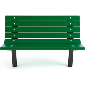 Contour 4' Recycled Plastic Bench, In Ground Mount, Green Bench/Black Frame