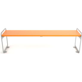 Plaza 6' Recycled Plastic Backless Cedar Bench, Silver Frame
