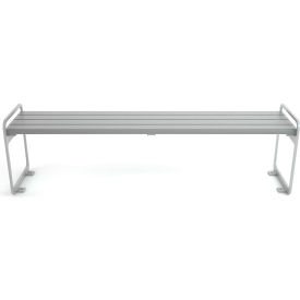 Plaza 6' Recycled Plastic Bench, Backless, Gray/Silver Frame