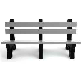 Colonial 6' Recycled Plastic Bench, Gray/Black Frame