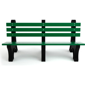 Comfort Park Avenue 6' Recycled Plastic Bench, Green Bench/Black Frame