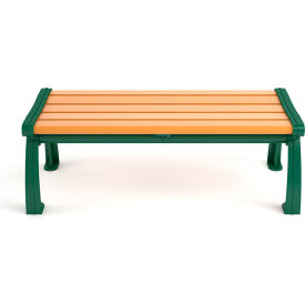 Heritage 5' Recycled Plastic Backless Bench, Cedar Seat, Green Frame