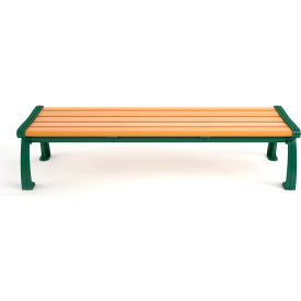 Heritage 6' Recycled Plastic Bench, Backless, Cedar/Green Frame