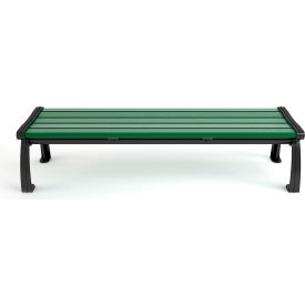Heritage 6' Recycled Plastic Bench, Backless, Green Bench/Black Frame