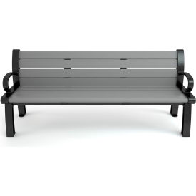 Heritage 5' Recycled Plastic Bench, Gray/Black Frame