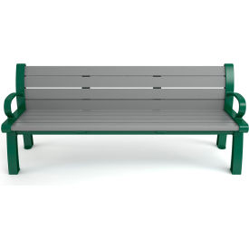 Heritage 6' Recycled Plastic Bench, Gray/Green Frame