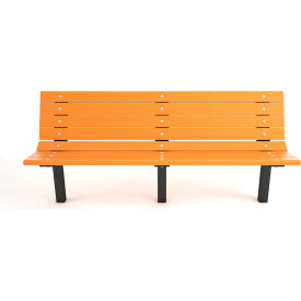 Contour 6' Recycled Plastic Bench, In Ground Mount, Cedar Bench/Black Frame