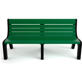 Newport 6' Recycled Plastic Bench with Back, Green/Black Frame