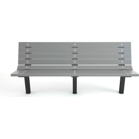 Contour 6' Recycled Plastic Bench, In Ground Mount, Gray Bench/Black Frame