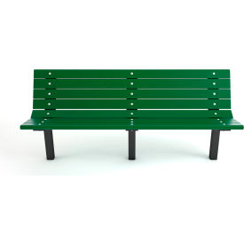 Contour 6' Recycled Plastic Bench, In Ground Mount, Green/Black Frame