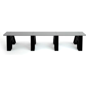 Sport 8' Recycled Plastic Bench, Gray/Black Frame