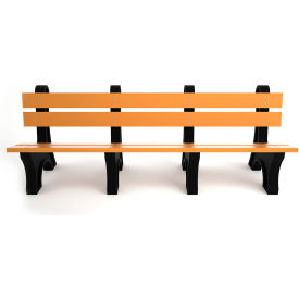 Colonial 8' Recycled Plastic Bench, Cedar Bench/Black Frame