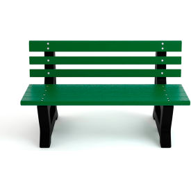 Brooklyn 4' Recycled Plastic Bench, Green/Black Frame