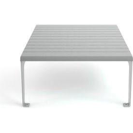 Plaza Recycled Plastic Outdoor Table, Silver Frame, Gray Slats