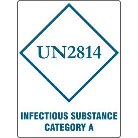 UN2814 Infectious Substance Category A Labels, 4" x 3", White/Blue, 250/Pack