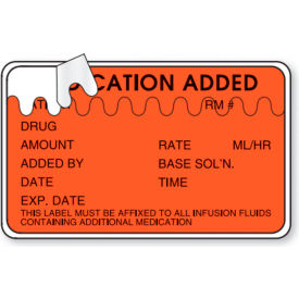 Medication Added Labels-Zig-Zag, 2-1/2" x 1-1/2", Orange, 400/Roll