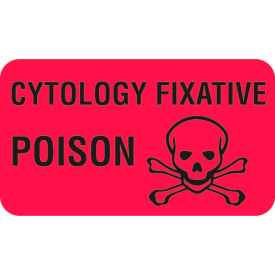 CYTOLOGY FIXATIVE POISON Labels, 1-3/4" x 1", Red, 1000/Labels