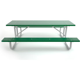 Galvanized Frame 8' Recycled Plastic Picnic Table, Green